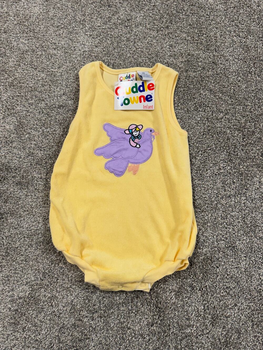 Vintage Cuddle Towne Infant Yellow Sleeveless Romper